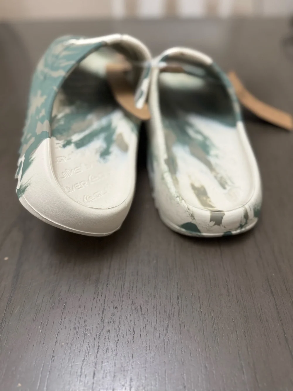 Quiksilver Marbled Teal & Cream Slide Sandals